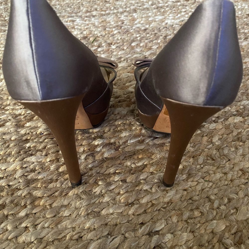 Fendi Women's Taupe Peep Toe Heels - Picture 5 of 8